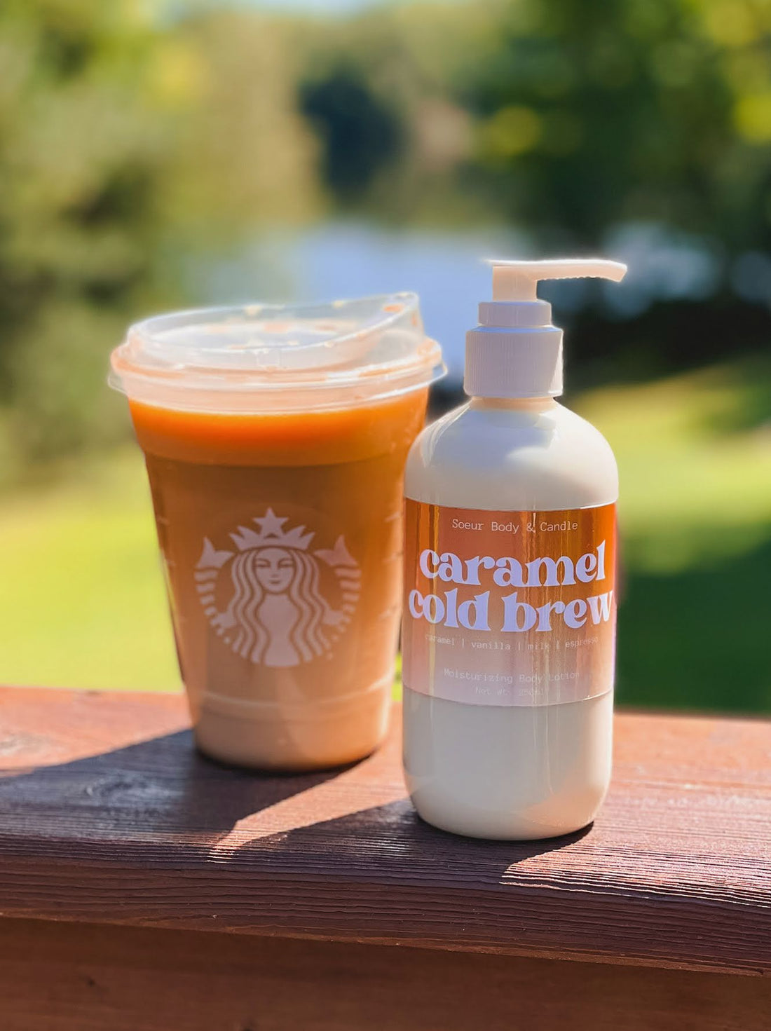 Caramel Cold Brew Body Lotion featuring hemp oil for moisturizing with a caramel, vanilla, milk, and espresso scent. Cruelty-free, vegan, and sustainably packaged. Ideal for keeping your skin soft and hydrated during the fall season!