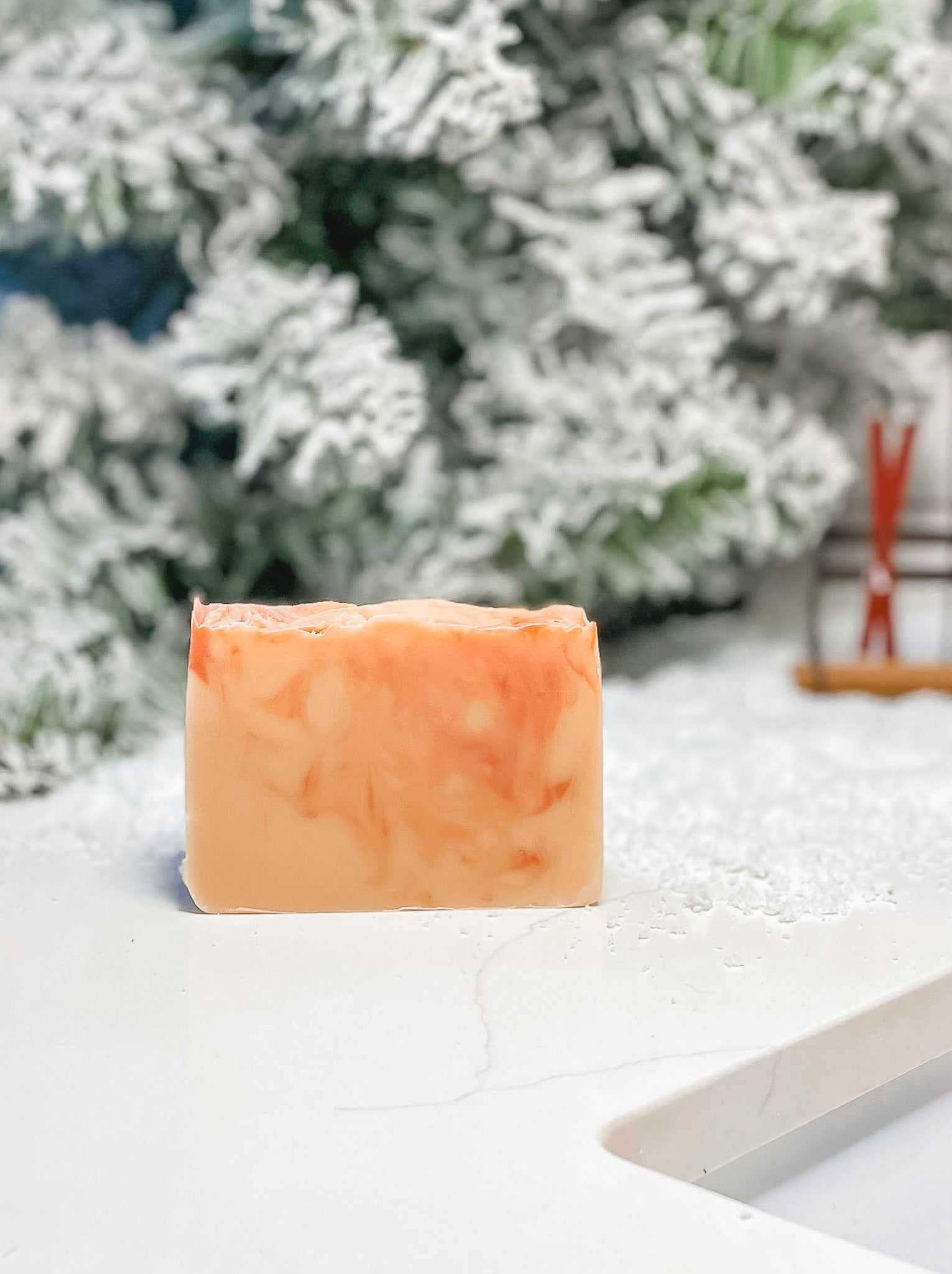 Chalet Holiday Bar Soap in Soap Saver Bag with scents of cranberry, orange, and cinnamon. 