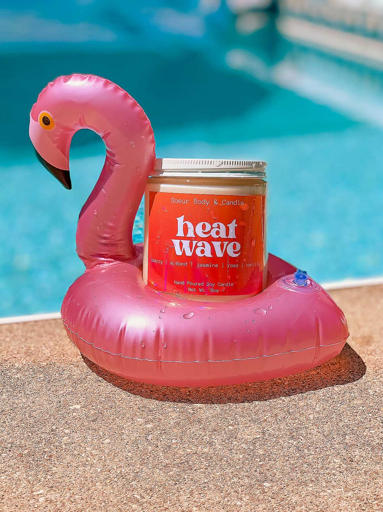 Heat Wave Soy Wax Candle with scents of cherry, almond, jasmine, rose, and vanilla (a dupe of the popular Lost Cherry scent by Tom Ford) that lasts up to 45 hours! This candle is cruelty-free, vegan, handmade, paraben and phthalate free, and sustainably packaged.