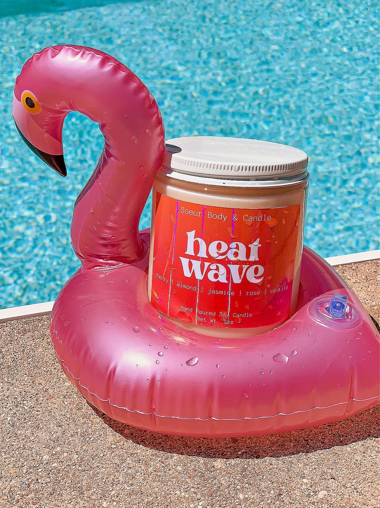 Heat Wave Soy Wax Candle with scents of cherry, almond, jasmine, rose, and vanilla (a dupe of the popular Lost Cherry scent by Tom Ford) that lasts up to 45 hours! This candle is cruelty-free, vegan, handmade, paraben and phthalate free, and sustainably packaged.