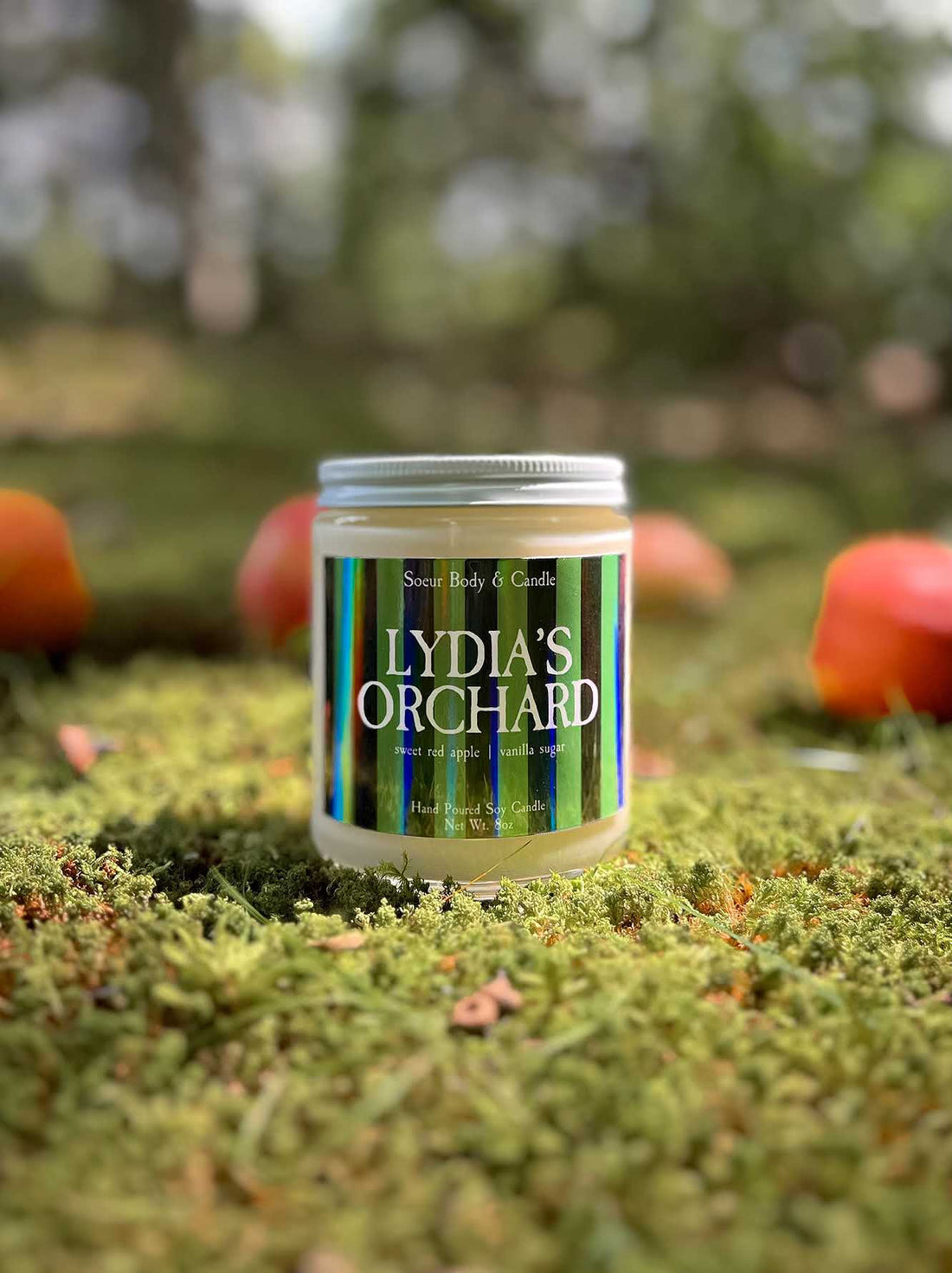 Lydia’s Orchard Soy Wax Candle with scents of sweet red apple and vanilla sugar that lasts up to 45 hours! Cruelty-free, vegan, handmade, paraben and phthalate free, and sustainably packaged.