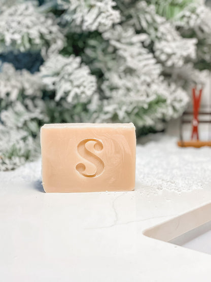 Snowstorm bar soap with a scent of mint, coconut, and vanilla. 